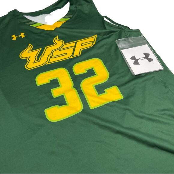 NEW - Under Armour Men's USF Florida Bulls #32 Basketball Jersey Green LARGE - Picture 6 of 11